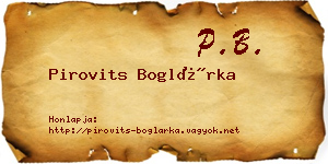 Pirovits Boglárka névjegykártya