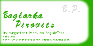 boglarka pirovits business card